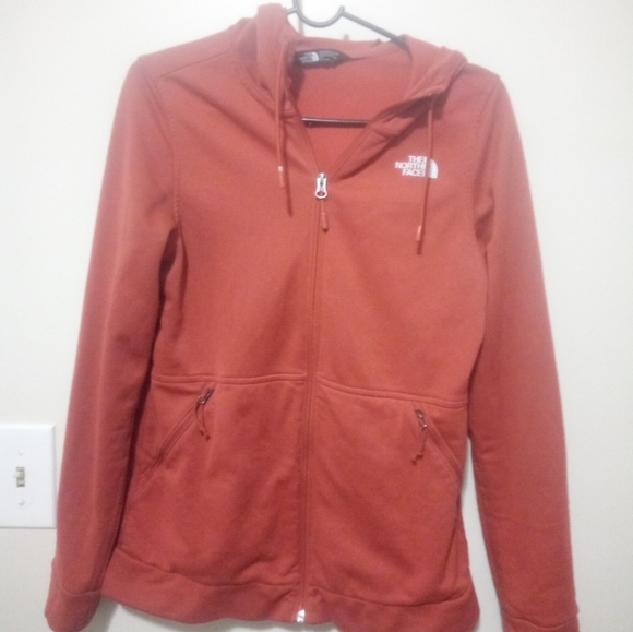 Woman orange north face hoodie zip up jacket size small - Picture 1 of 3